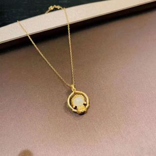 吉祥纯银和田玉项链925银镶玉银饰佛光普照萌佛古法吊坠